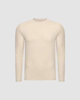 Herren Longsleeve mit Rundhals – Sandbeige in Sandbeige