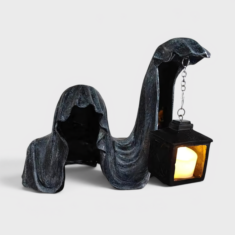 Geisterfigur mit Laterne - Leuchtende Halloween-Deko Grau