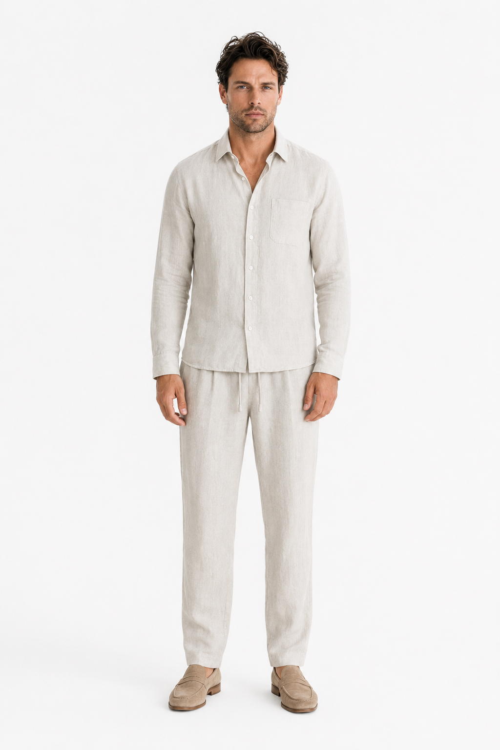 Herren-Set Langarmshirt & Hose Beige