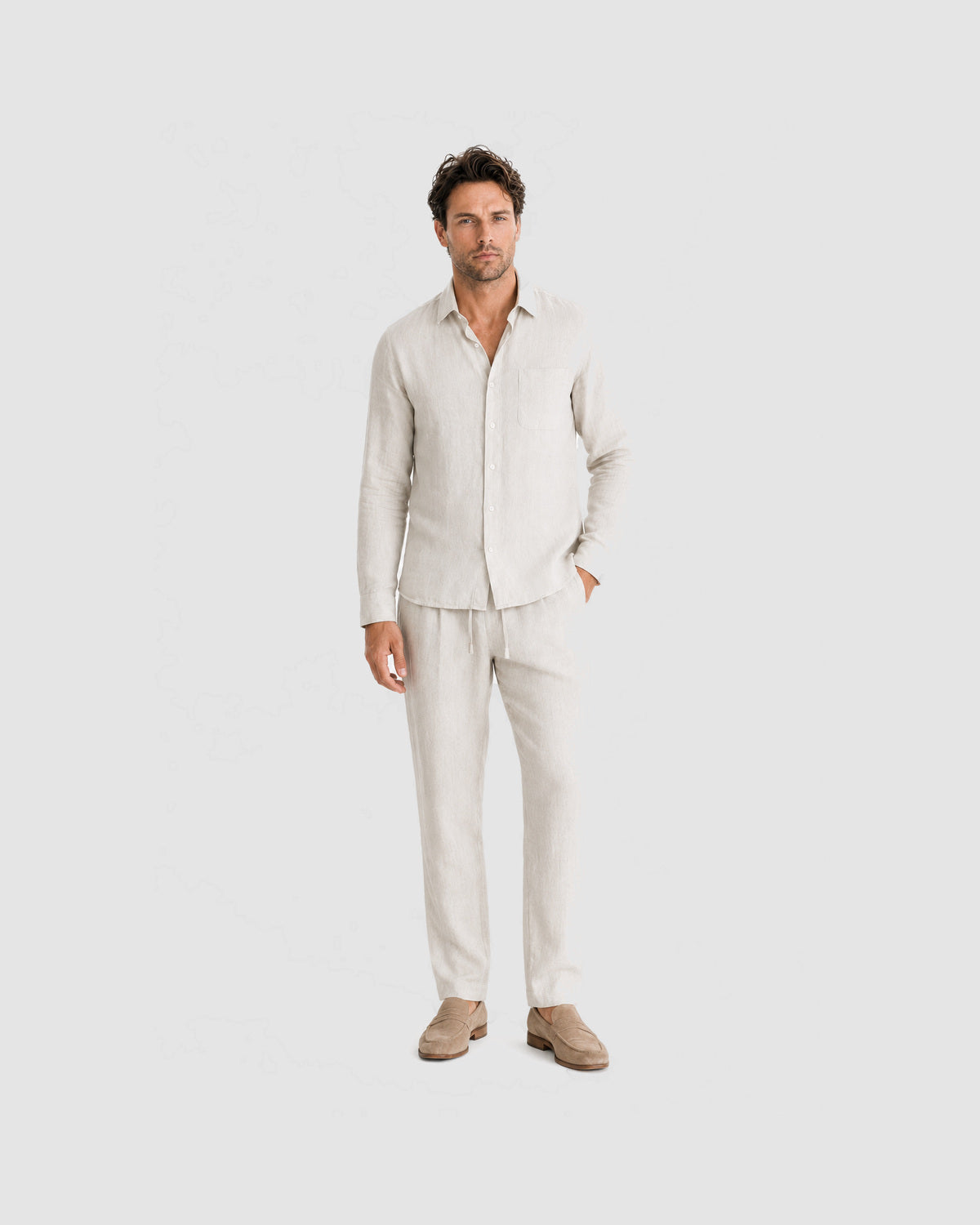 Herren Set Langarmshirt und Hose – Beige, Bild 6