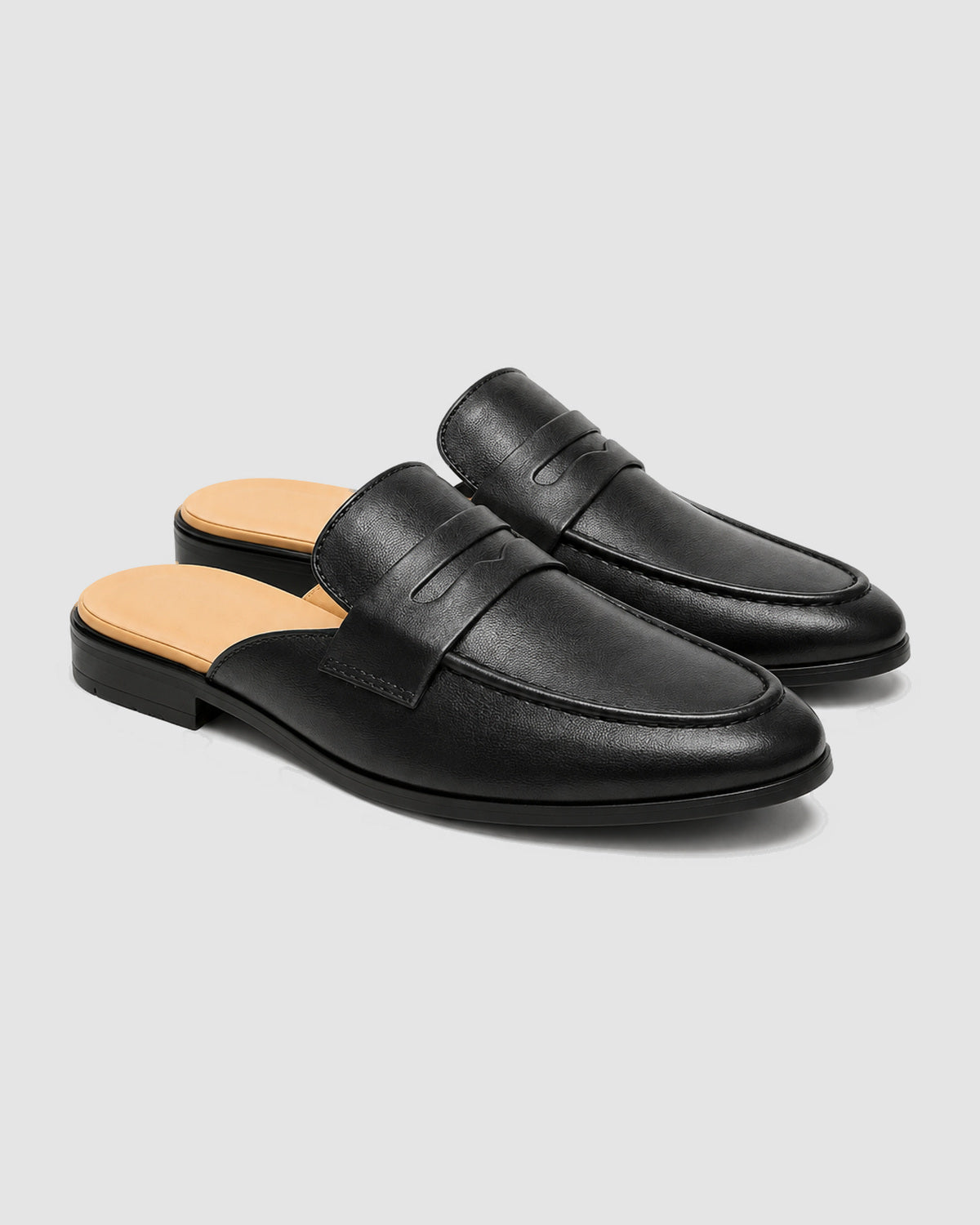 Herren Mules im Penny-Loafer-Stil, Slip-On in Schwarz
