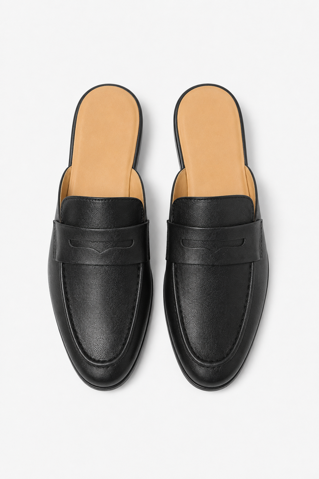 Schwarze Herren-Mules im Pennyloafer-Stil