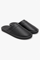 Schwarze Herren-Hausschuhe mit weicher Sohle