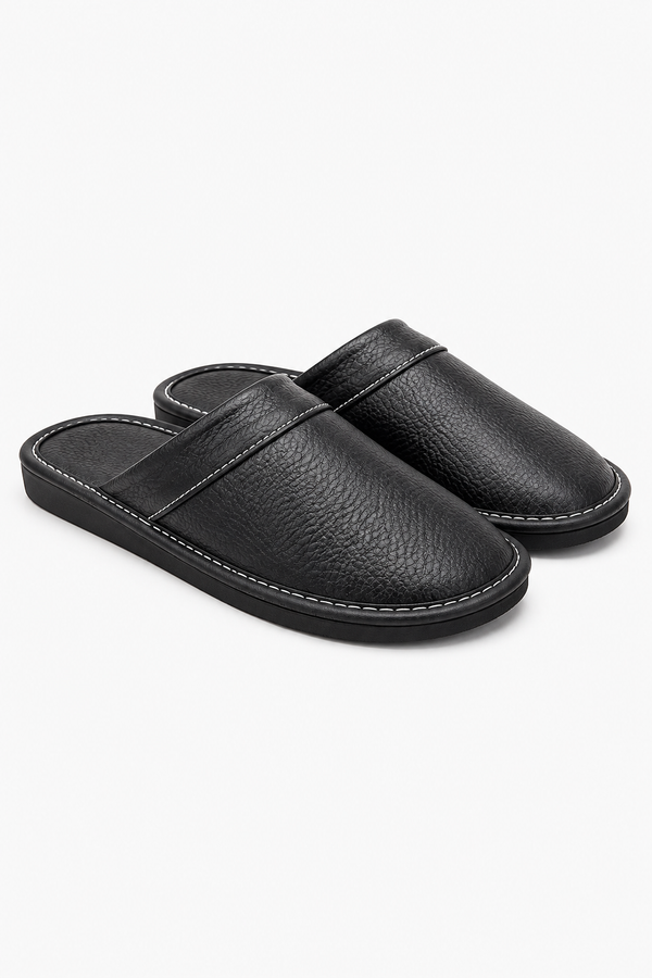 Schwarze Herren-Hausschuhe mit weicher Sohle