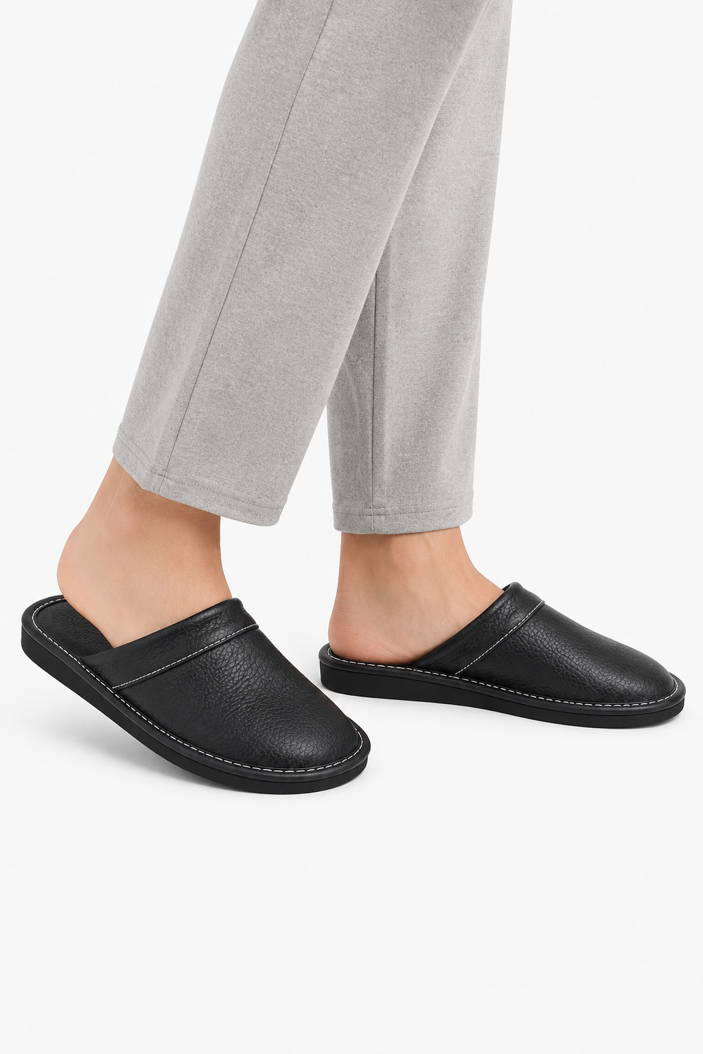 Schwarze Herren-Hausschuhe mit weicher Sohle