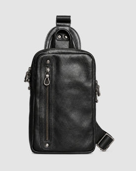 Herren Sling Bag mit Reißverschlussfächern – Schwarz