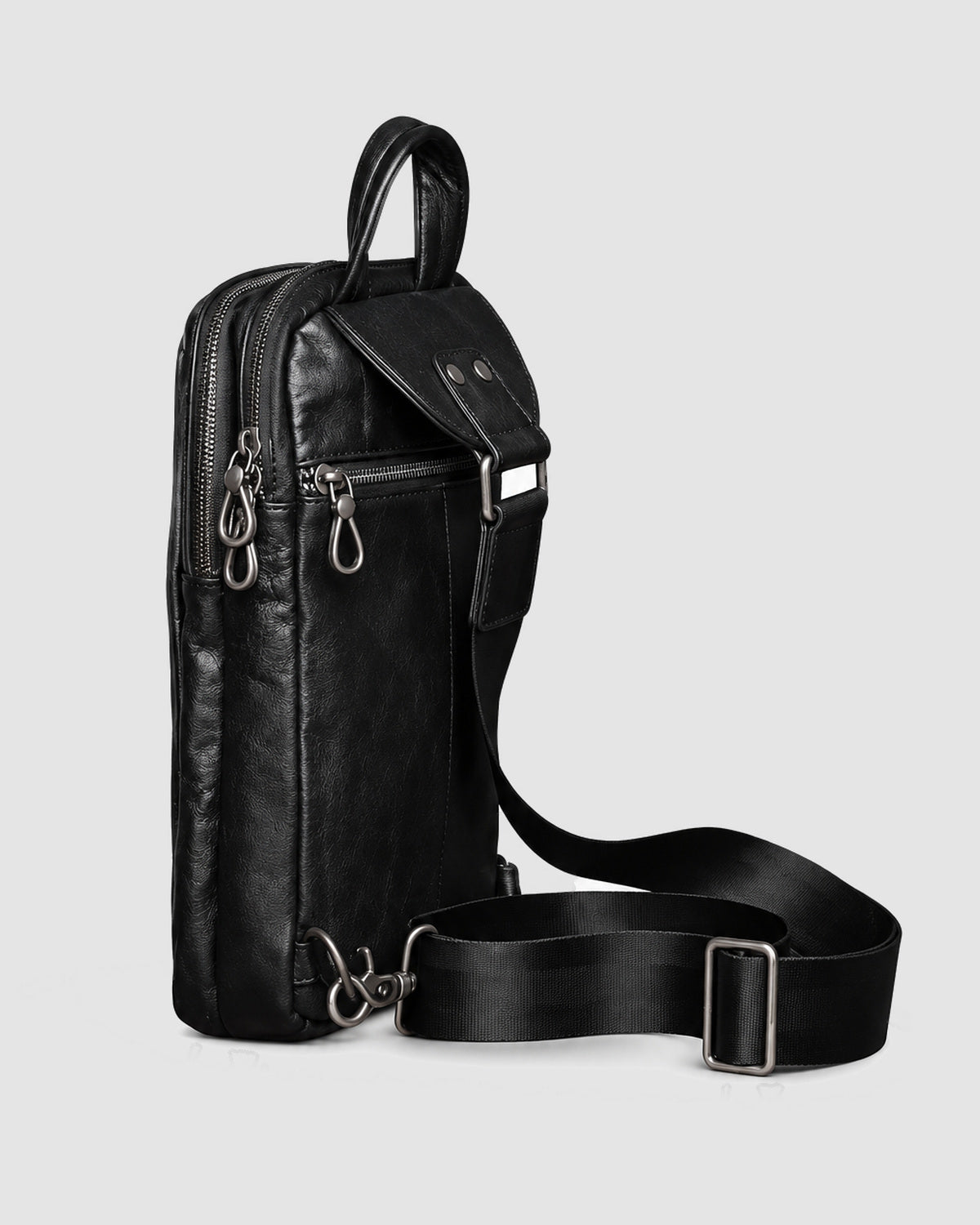 Herren Sling Bag mit Reißverschlussfächern – Schwarz, Bild 3