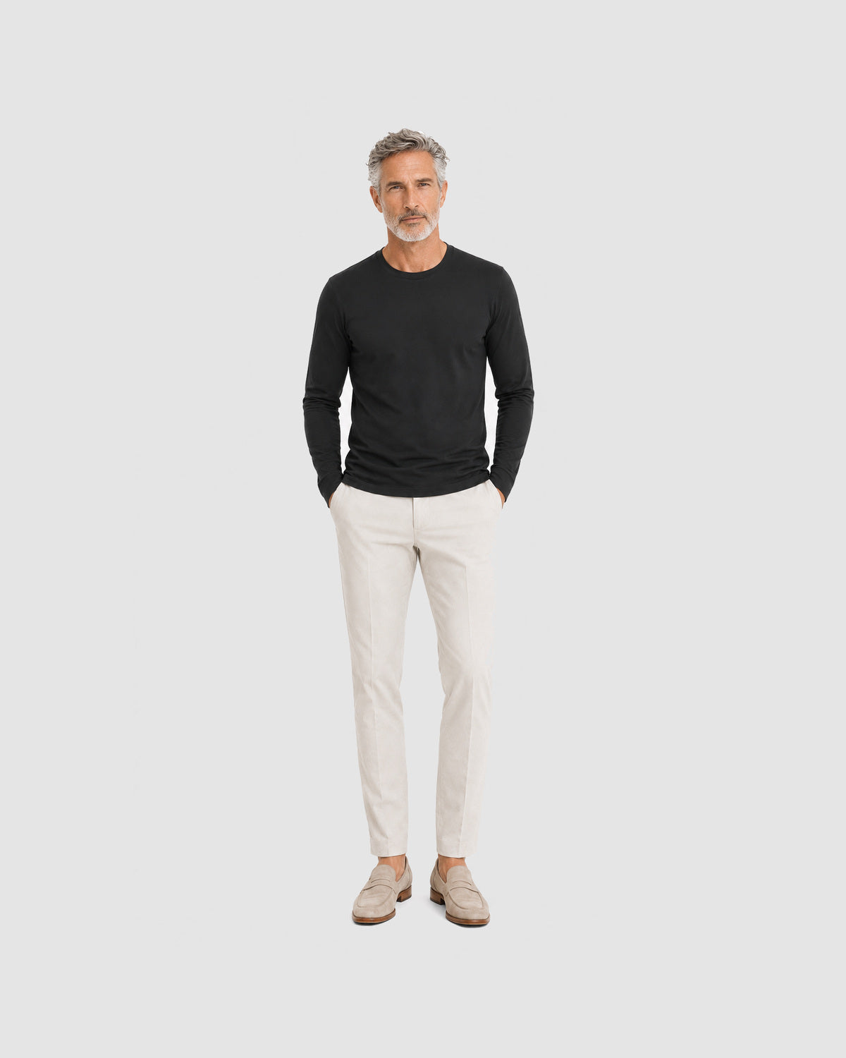 Herren Longsleeve aus Lyocell mit Rundhals – Schwarz, Bild 3