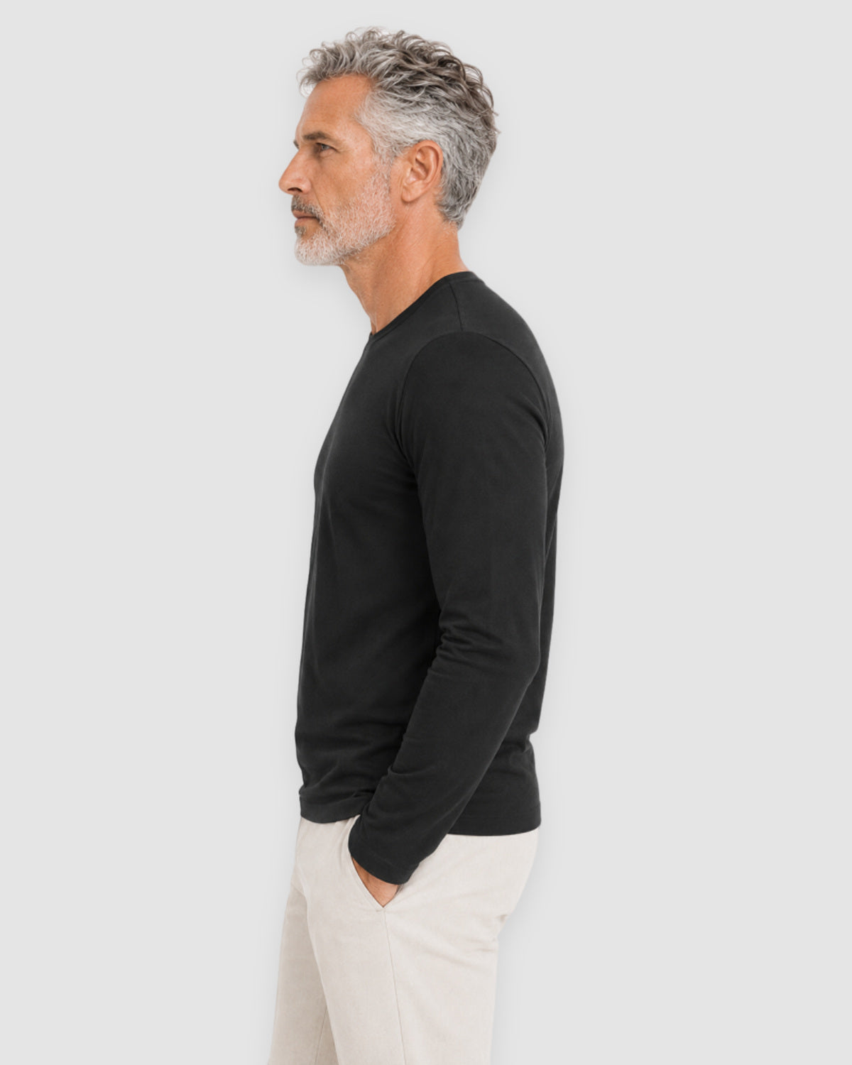 Herren Longsleeve aus Lyocell mit Rundhals – Schwarz, Bild 4