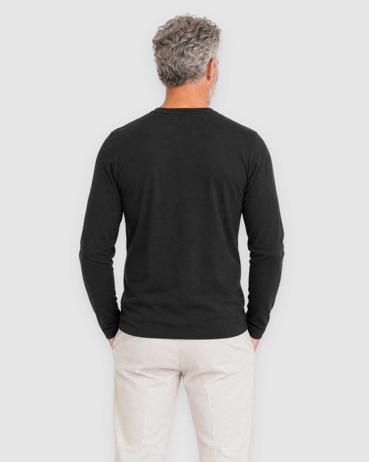 Herren Longsleeve aus Lyocell mit Rundhals – Schwarz, Bild 5