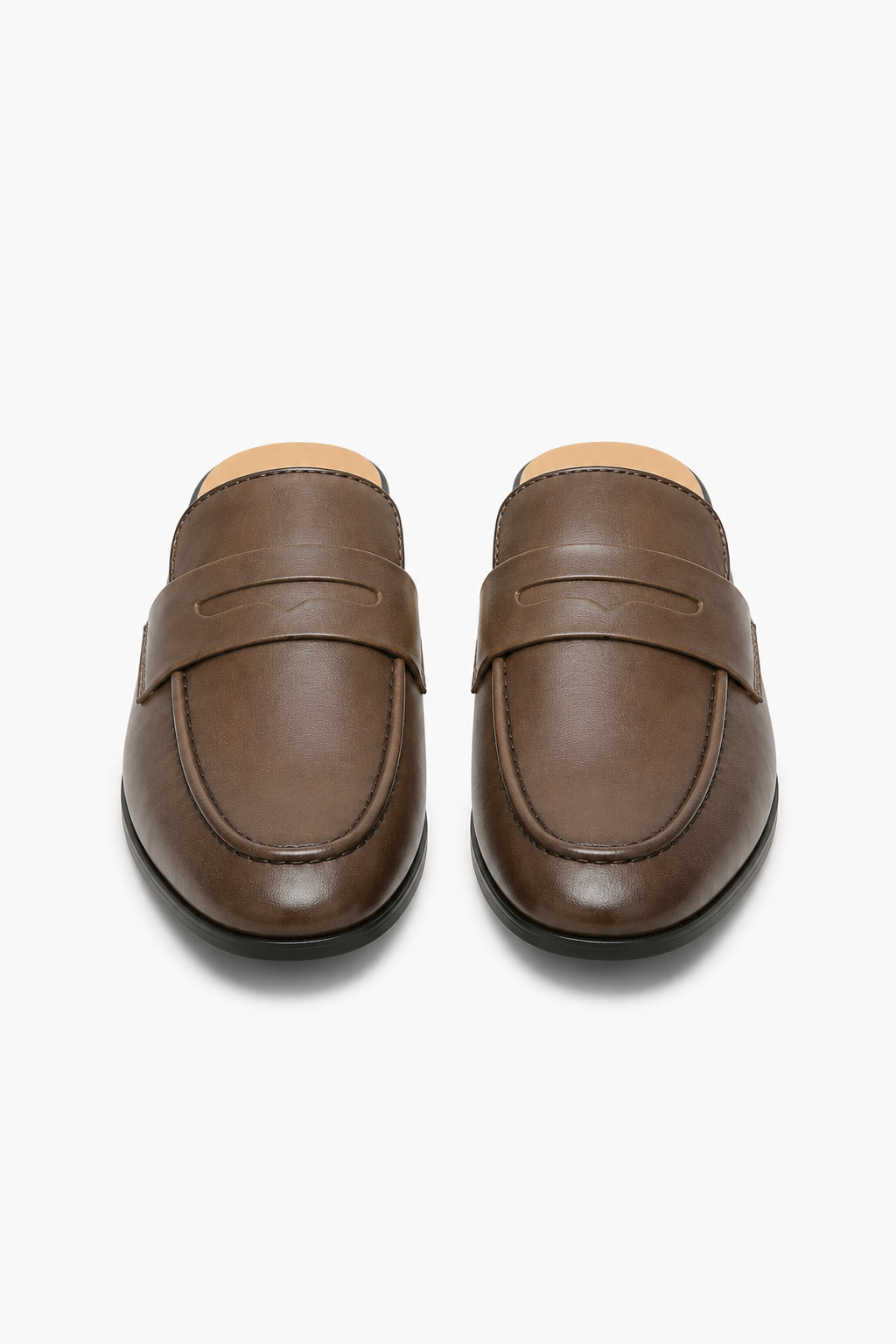Braune Herren-Mules im Pennyloafer-Stil
