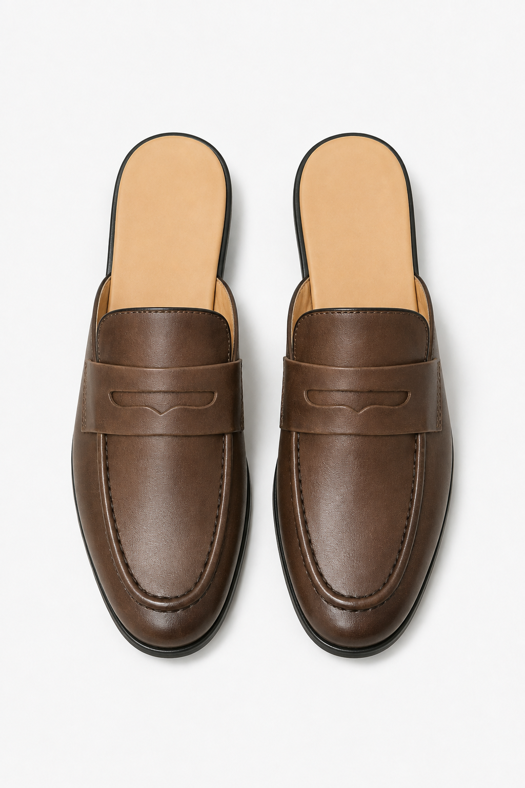 Braune Herren-Mules im Pennyloafer-Stil