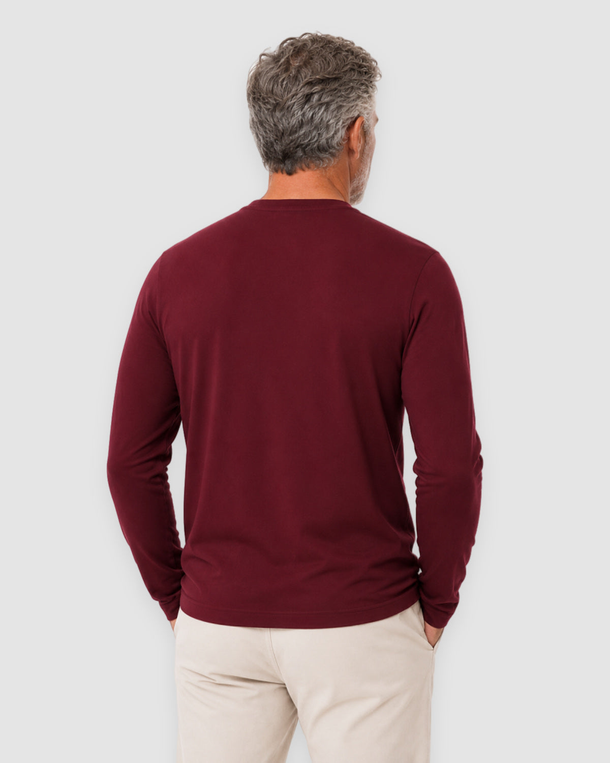 Herren Longsleeve mit Rundhals – Kirschrot, Bild 5