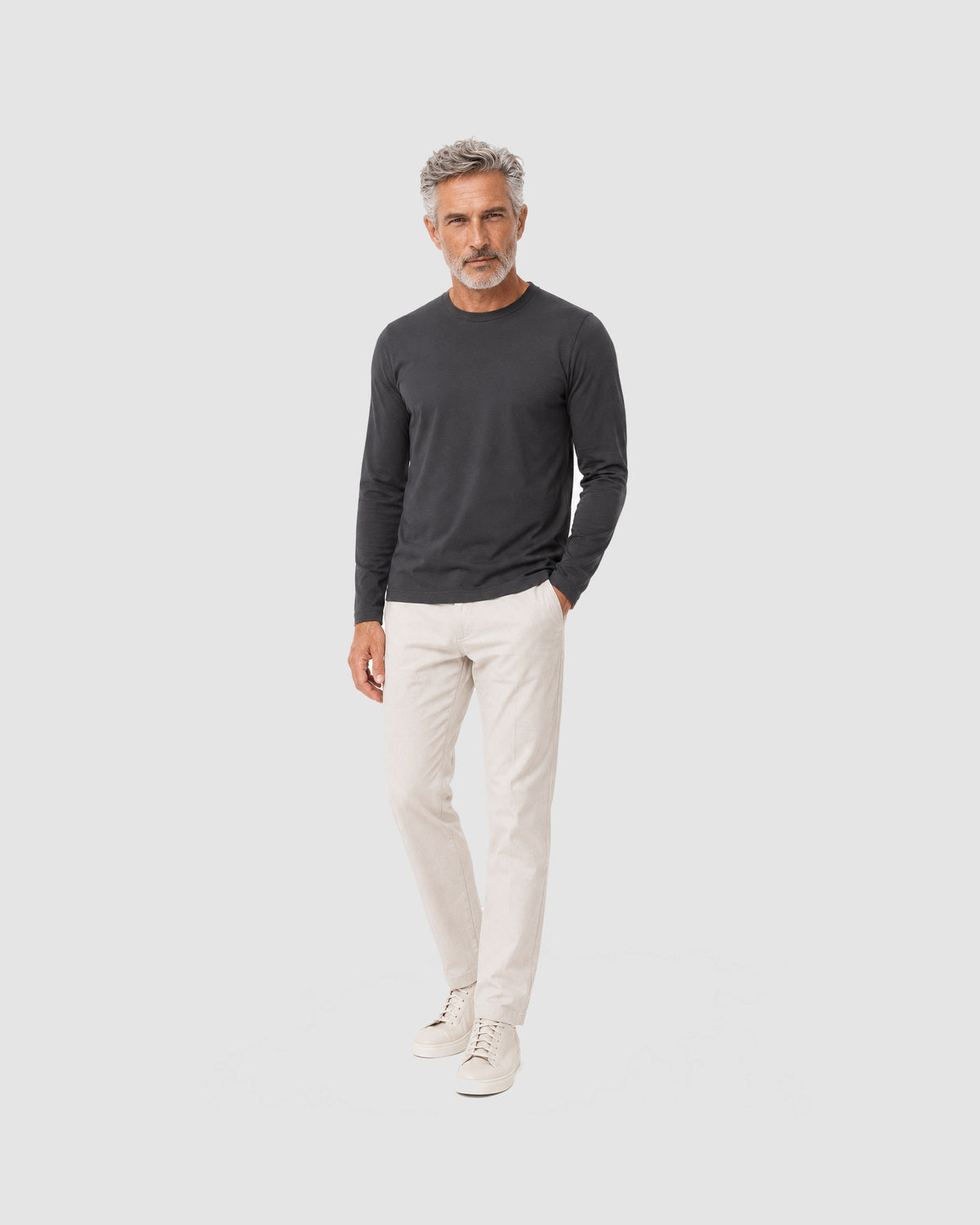 Herren Longsleeve mit Rundhals – Graphit, Bild 6