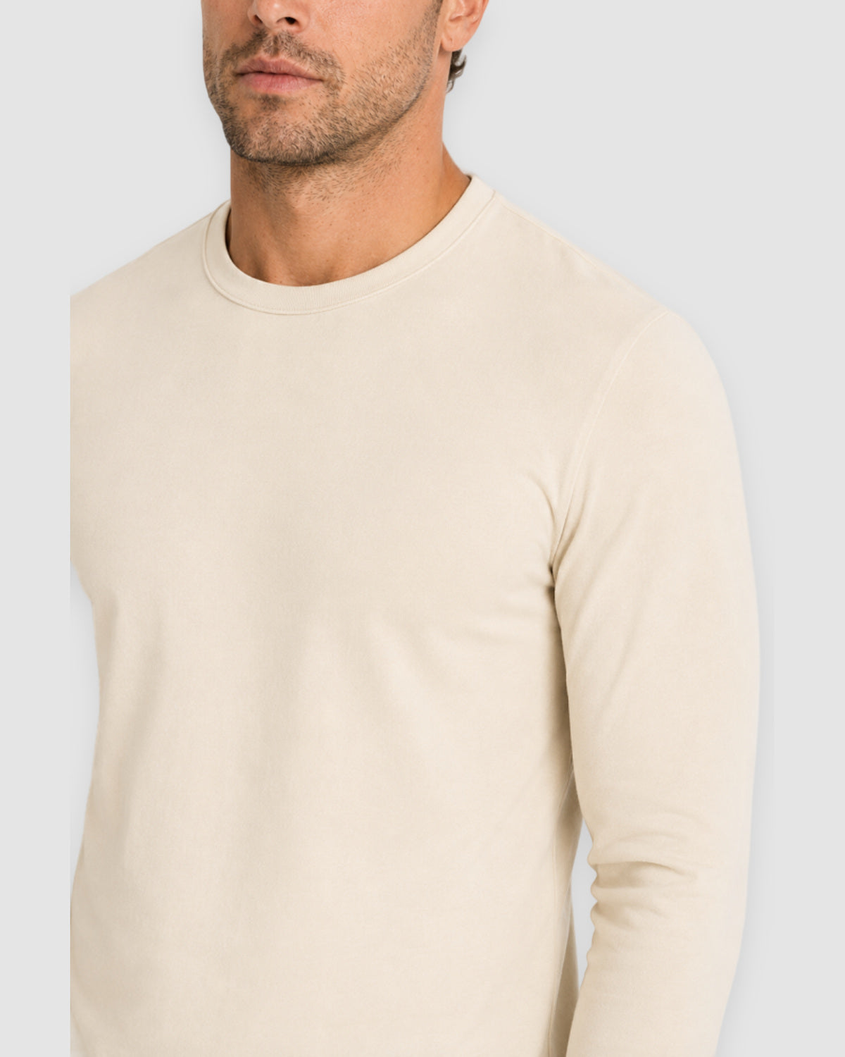 Herren Longsleeve mit Rundhals – Sandbeige, Bild 7
