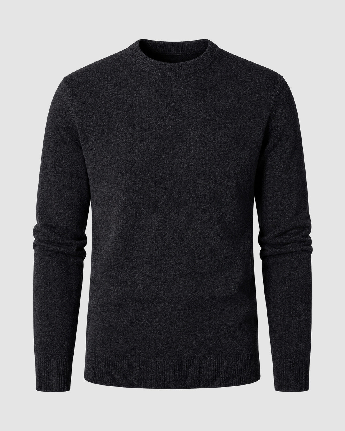 Herren Grobstrick-Pullover mit Rundhals – Schwarz