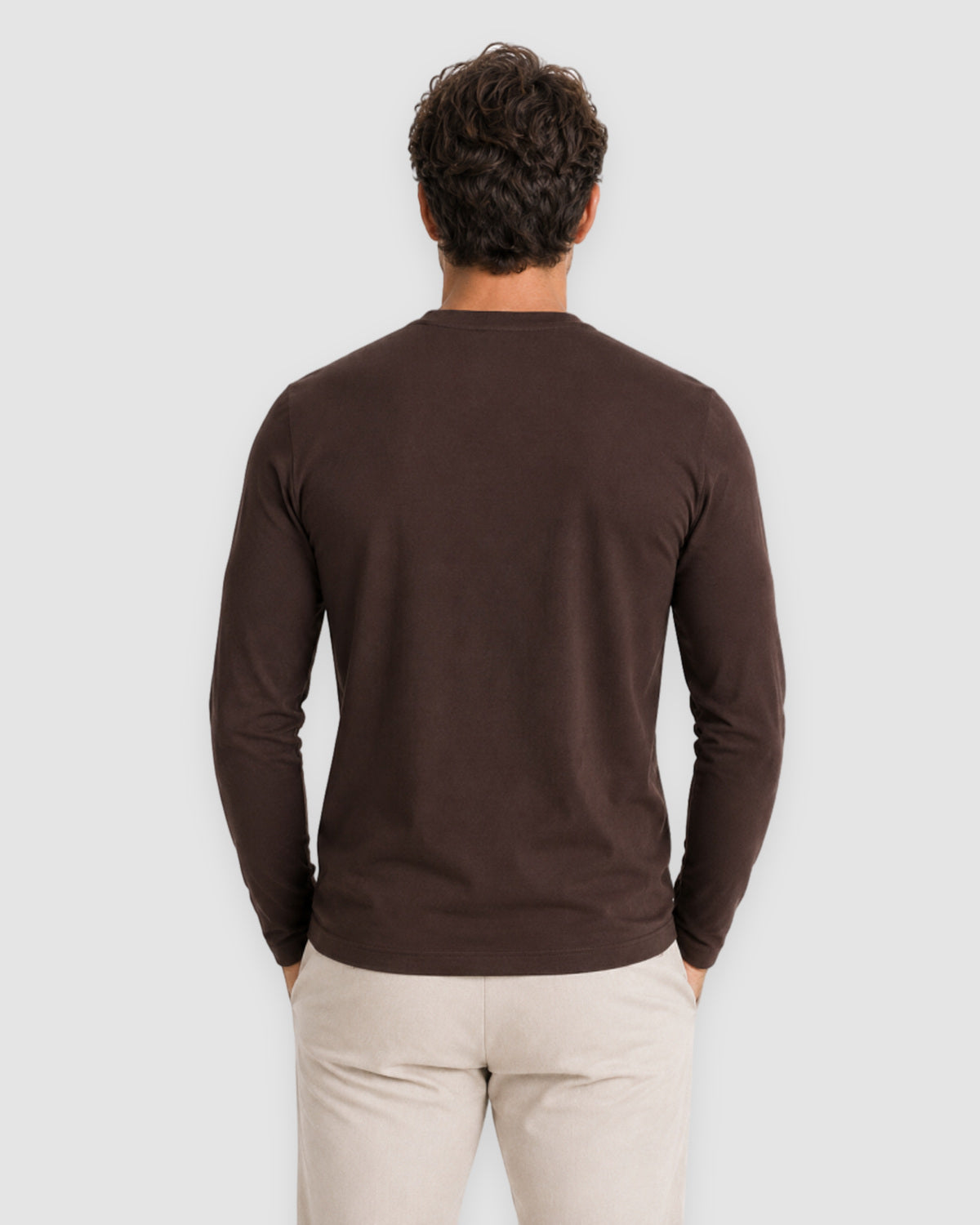 Herren Longsleeve mit Rundhals – Espresso, Bild 5