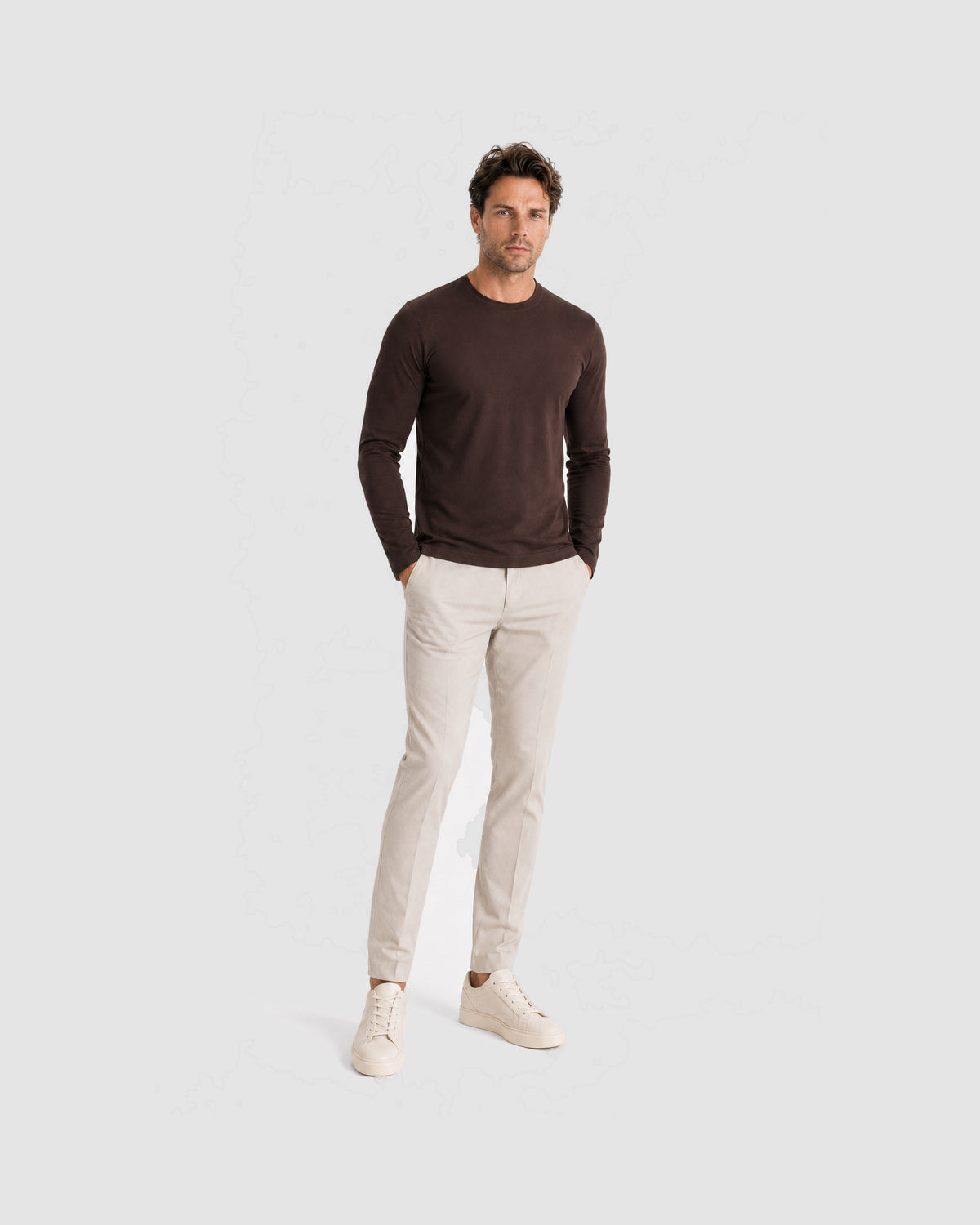 Herren Longsleeve mit Rundhals – Espresso, Bild 6