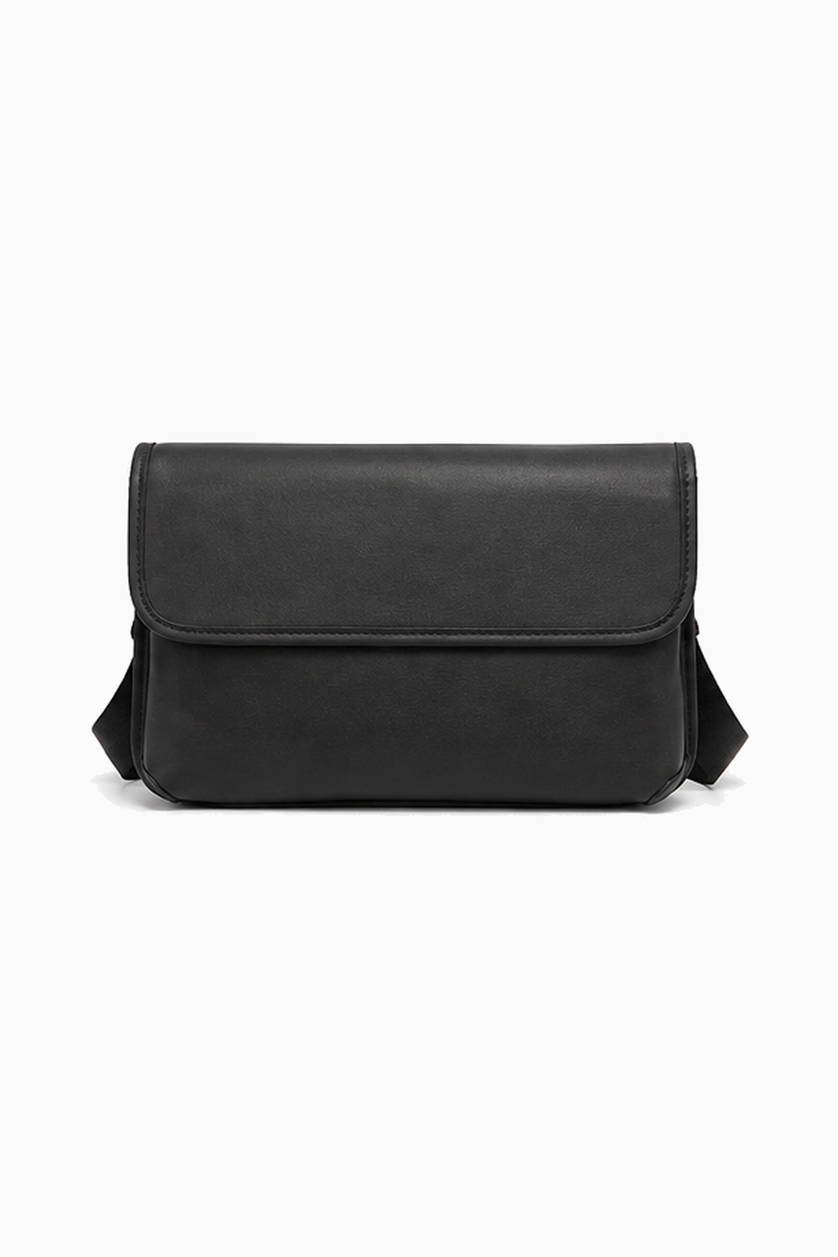 Herren Messenger Crossbody Tasche mit Überschlag – Schwarz