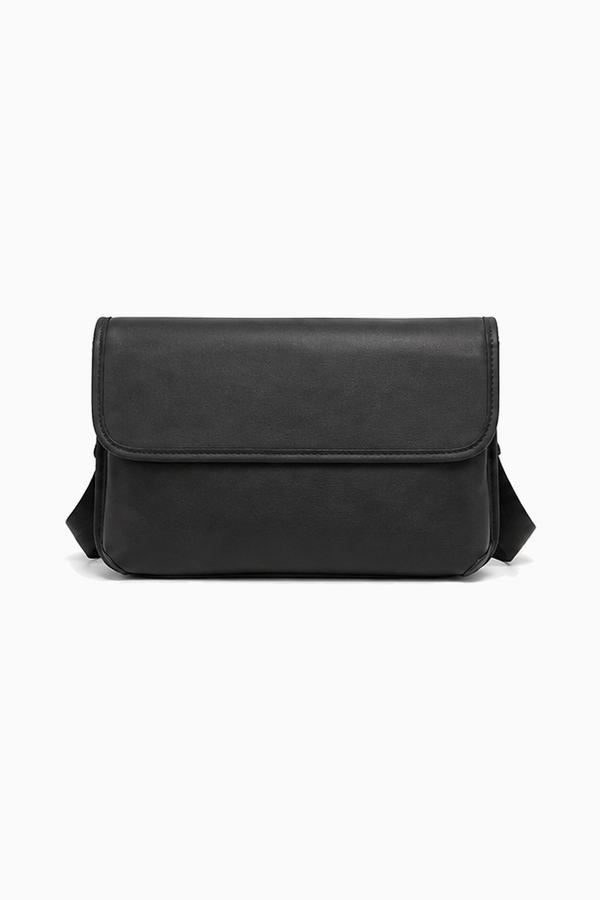 Herren Messenger Crossbody Tasche mit Überschlag – Schwarz