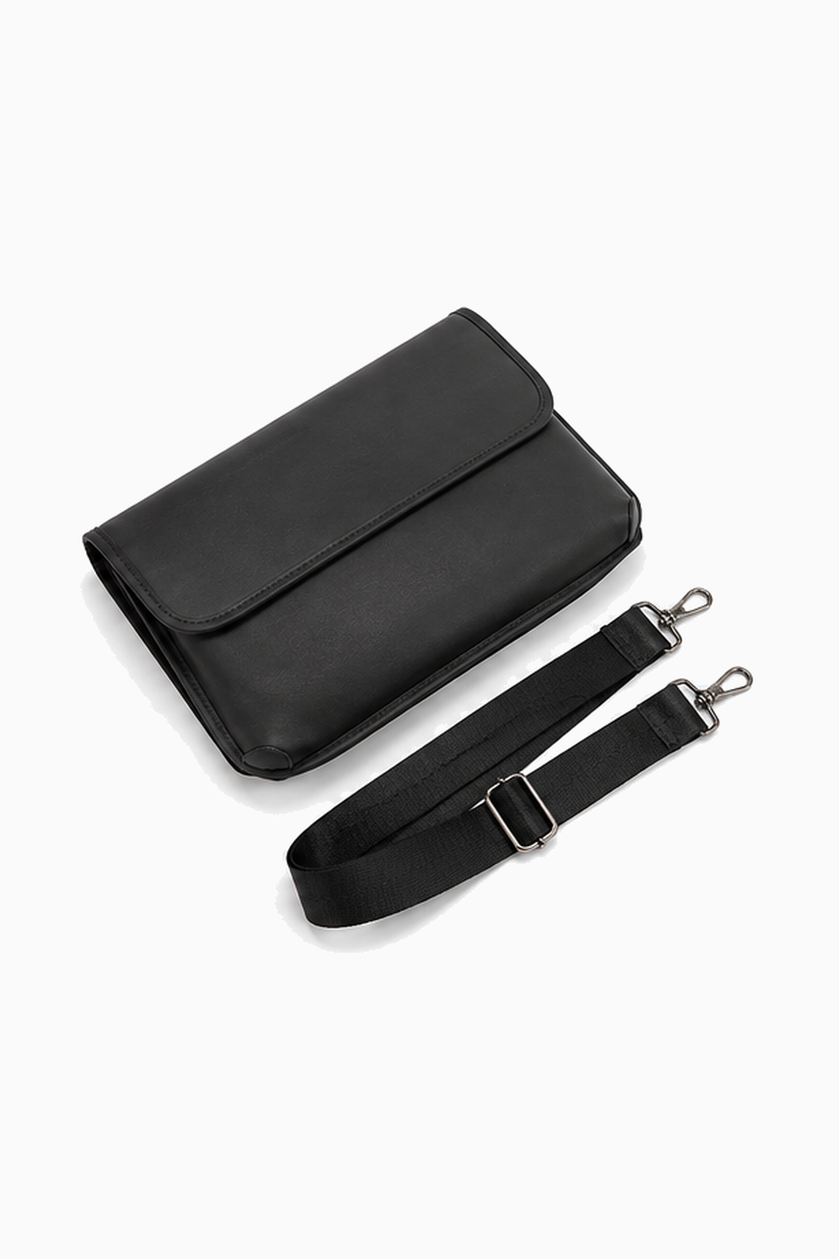 Herren Messenger Crossbody Tasche mit Überschlag – Schwarz