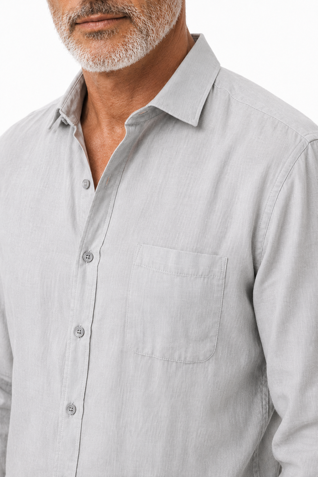 Männer Leinen Sommer Set - Langarmshirt & Hose Grau/Schwarz