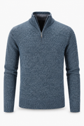 Blauer Herren-Strukturpullover mit Half-Zip