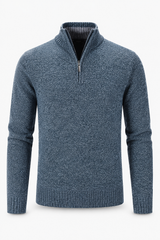 Blauer Herren-Strukturpullover mit Half-Zip
