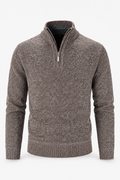Brauner Herren-Strukturpullover mit Half-Zip