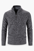Dunkelgrauer Herren-Strukturpullover mit Half-Zip