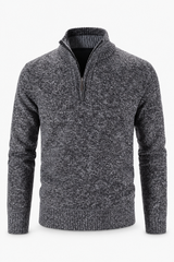 Dunkelgrauer Herren-Strukturpullover mit Half-Zip