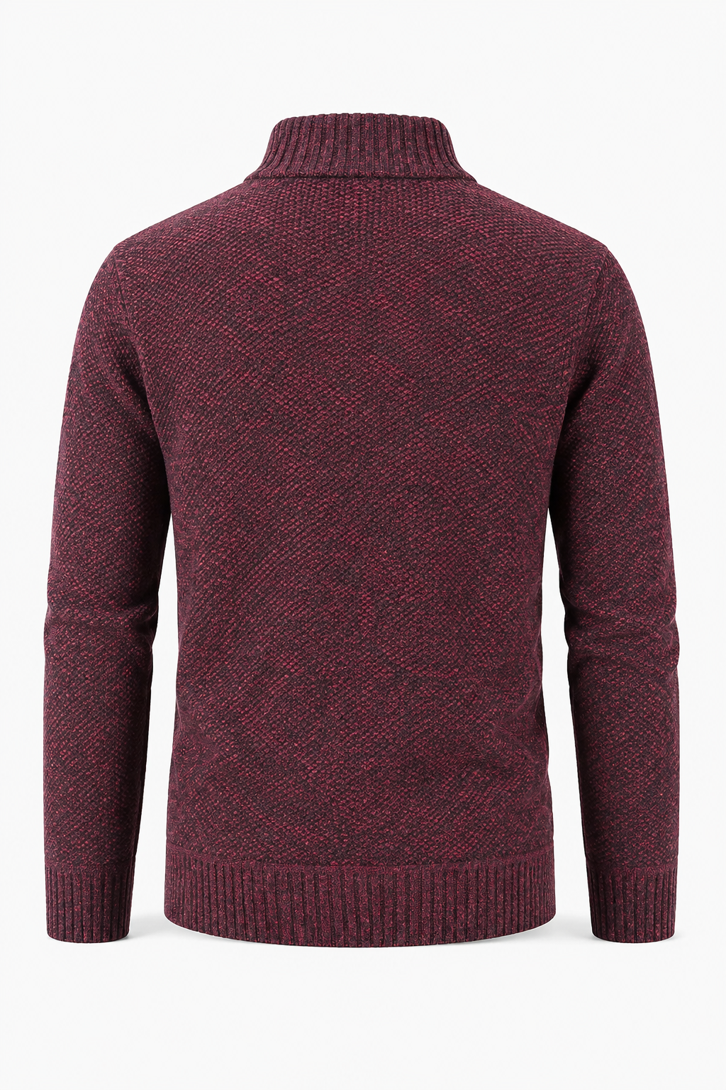 Weinroter Herren-Strukturpullover mit Half-Zip