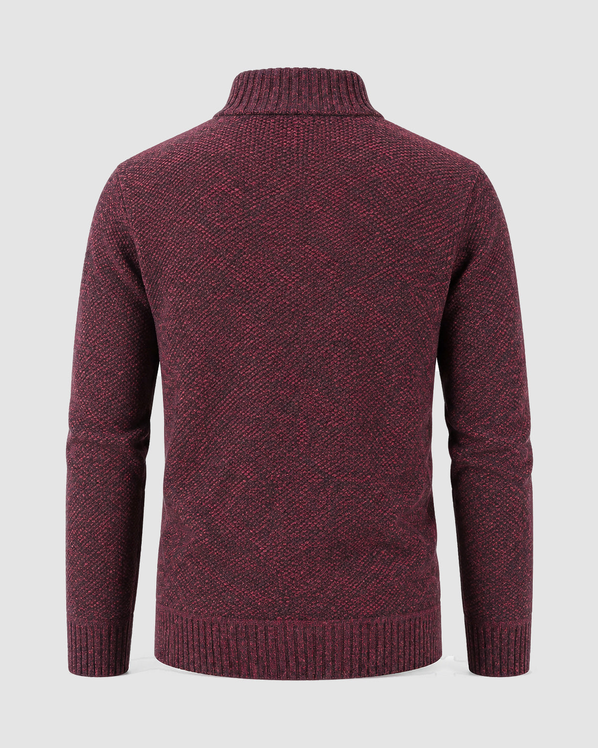 Herren Pullover mit Half-Zip in Strukturstrick – Weinrot, Bild 2