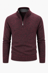 Weinroter Herren-Strukturpullover mit Half-Zip