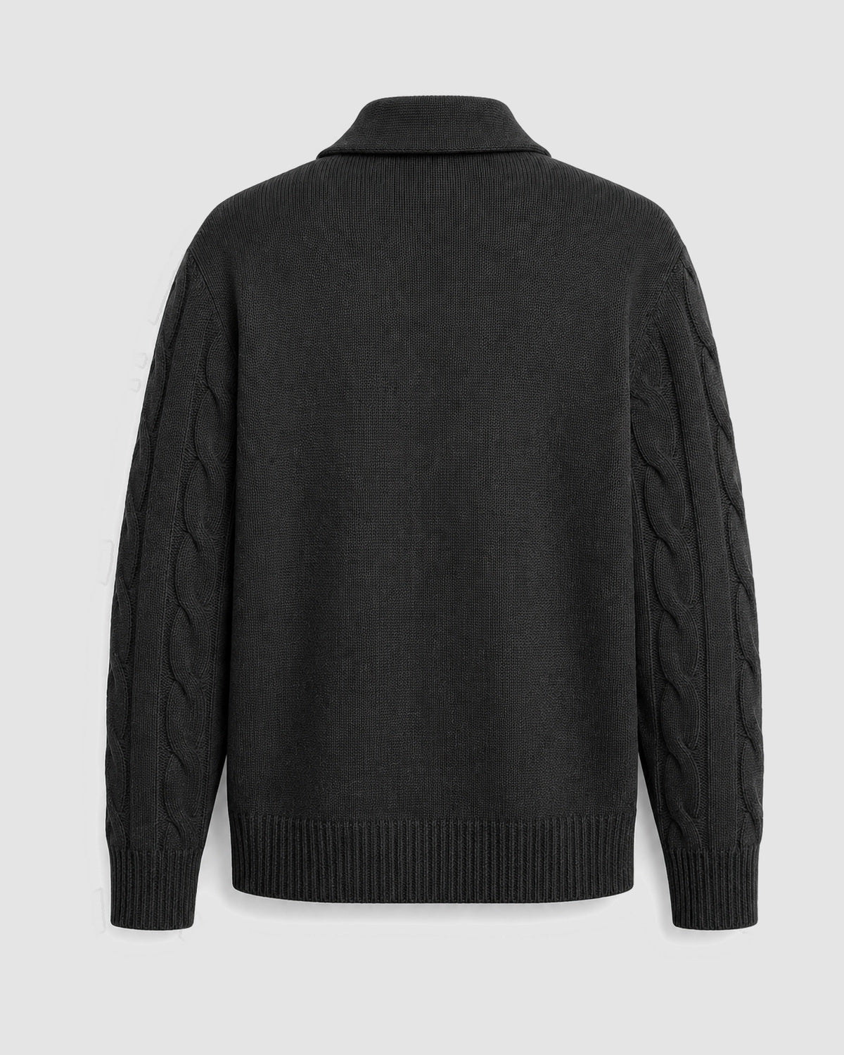 Herren Strickjacke mit Schalkragen und Zopfmuster – Schwarz, Bild 2