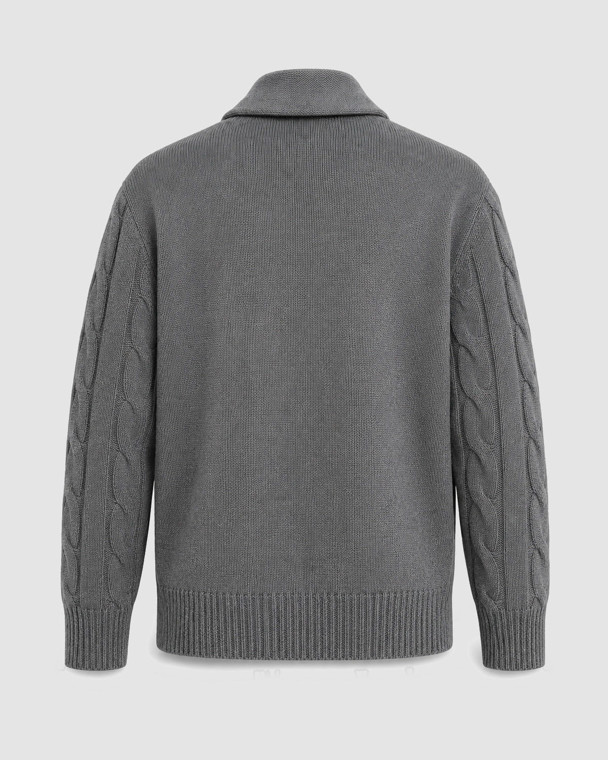 Herren Strickjacke mit Schalkragen und Zopfmuster – Grau, Bild 2