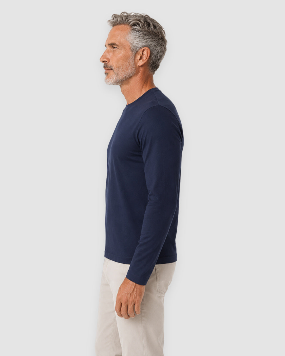Herren Longsleeve mit Rundhals – Marineblau, Bild 7