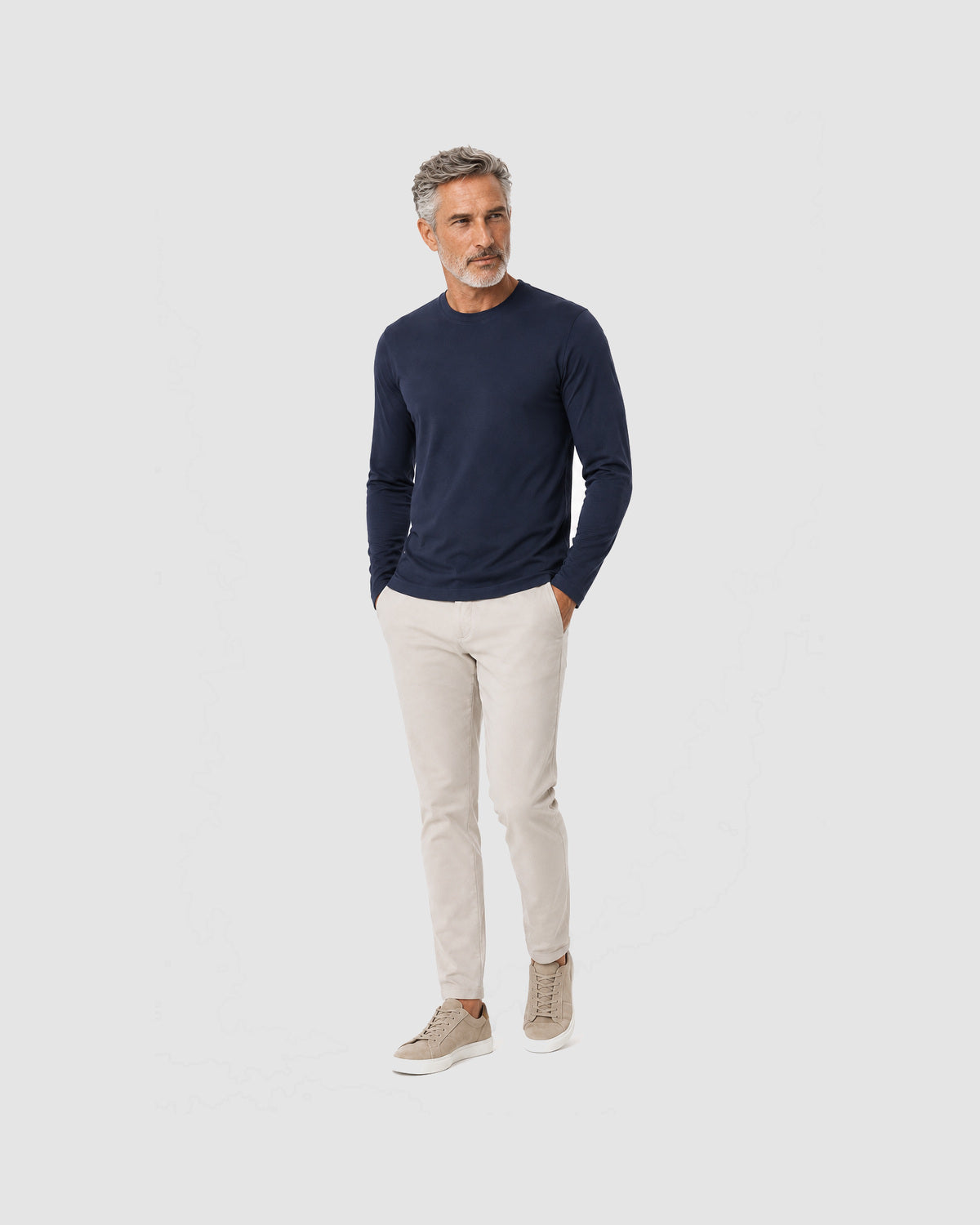 Herren Longsleeve mit Rundhals – Marineblau, Bild 5