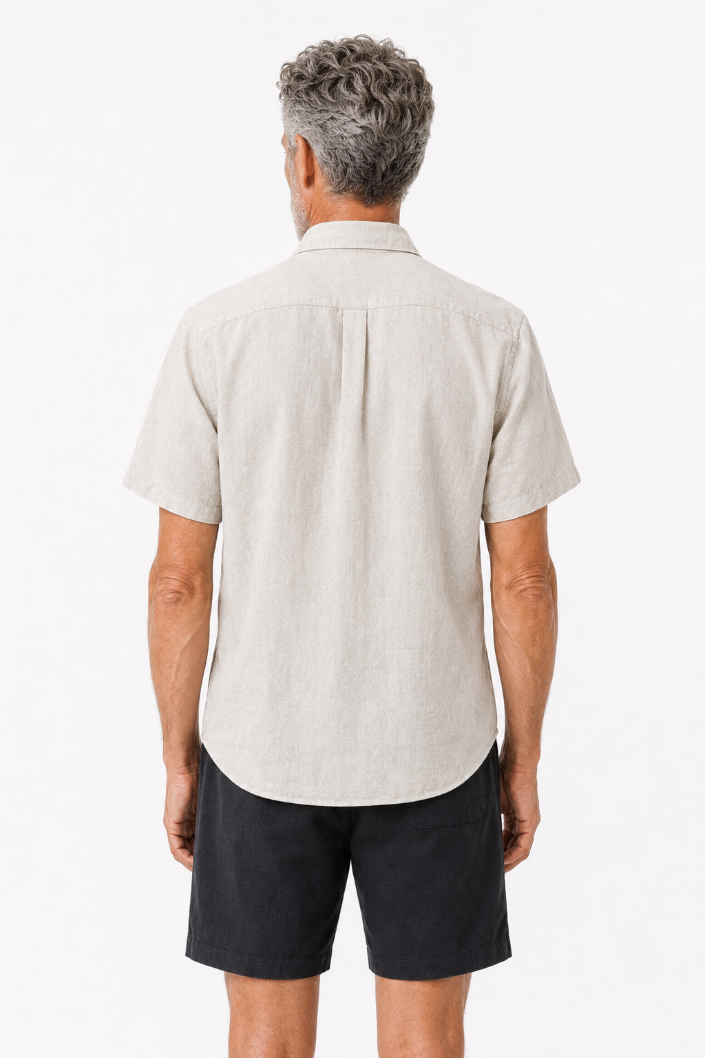 Männer Sommer Set Leinen Kurzarm - Beige-Schwarz, bequem
