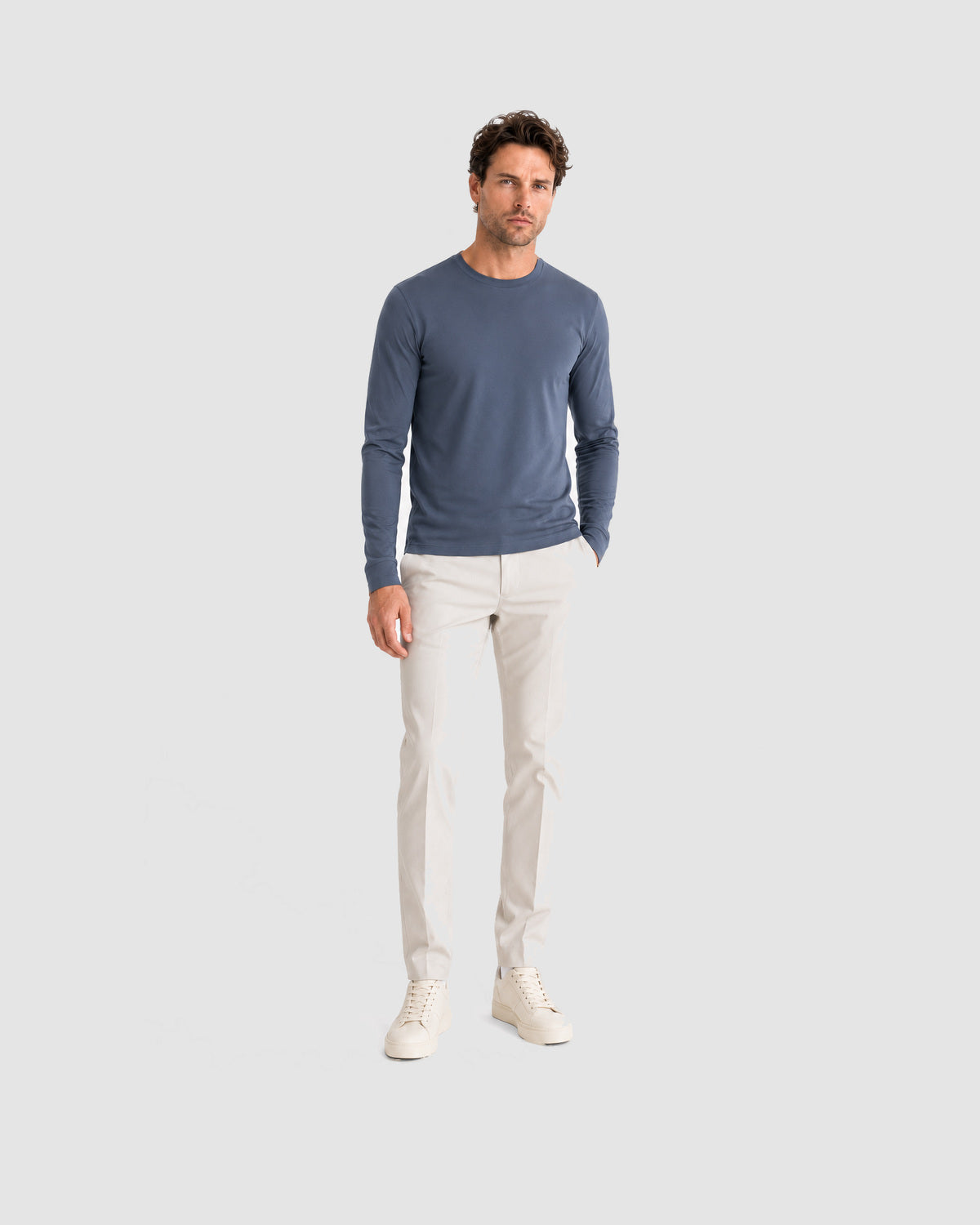 Herren Longsleeve mit Rundhals – Stahlblau, Bild 6