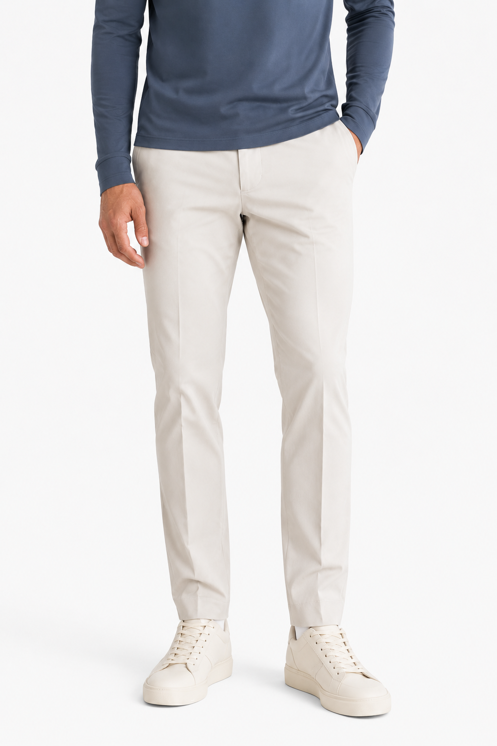 Longsleeve Herren Baumwolle Rundhals Steel Blue