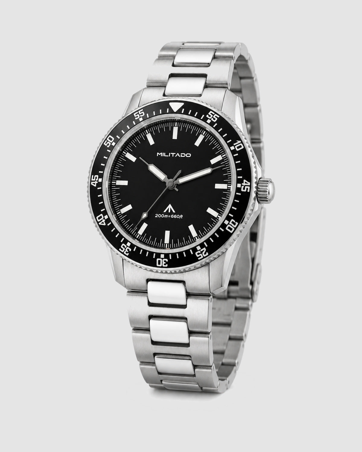 Herren Taucheruhr Quarz mit Edelstahlarmband – Schwarz, Bild 2
