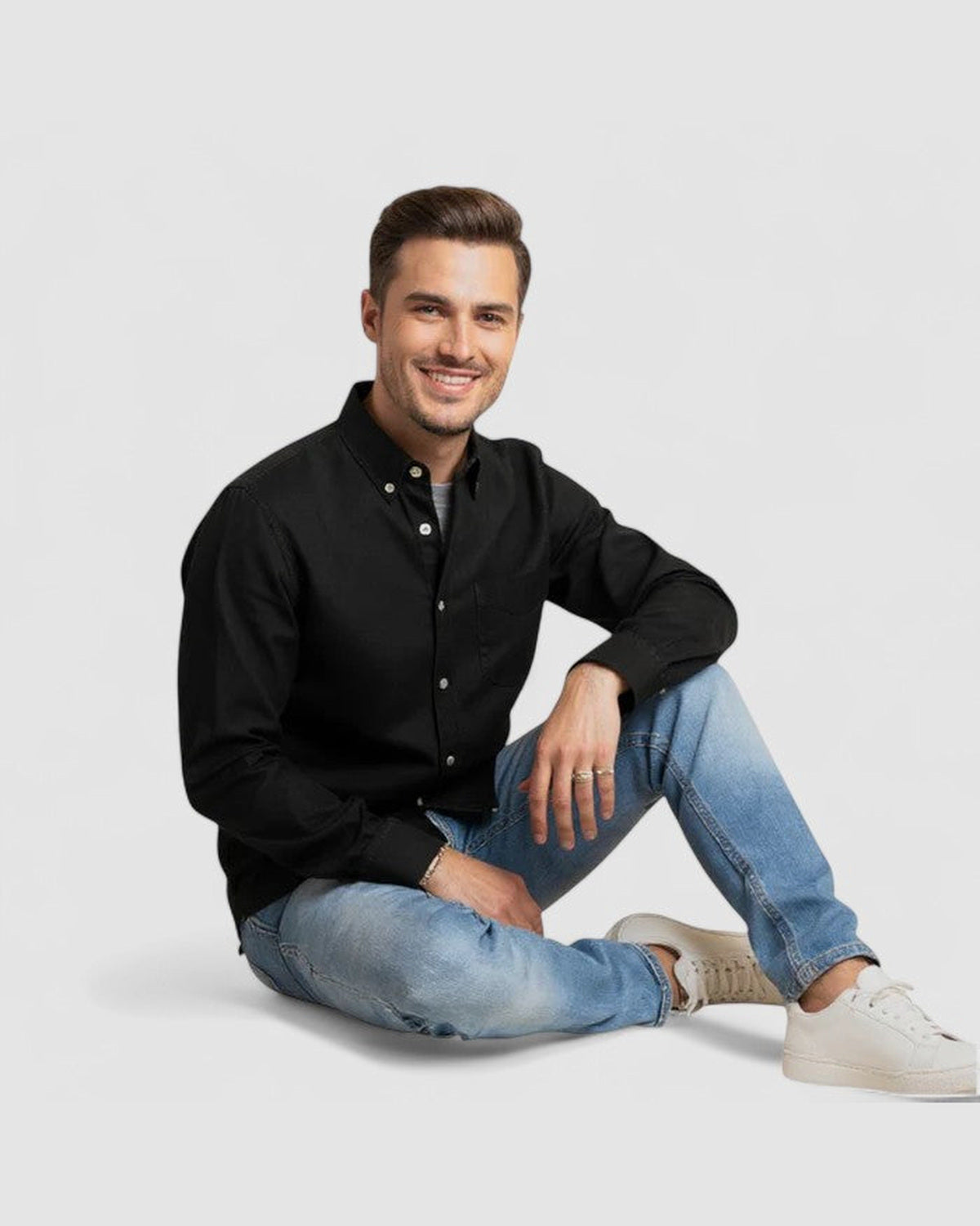 Herren Hemd Langarm aus Baumwolle in Rosa