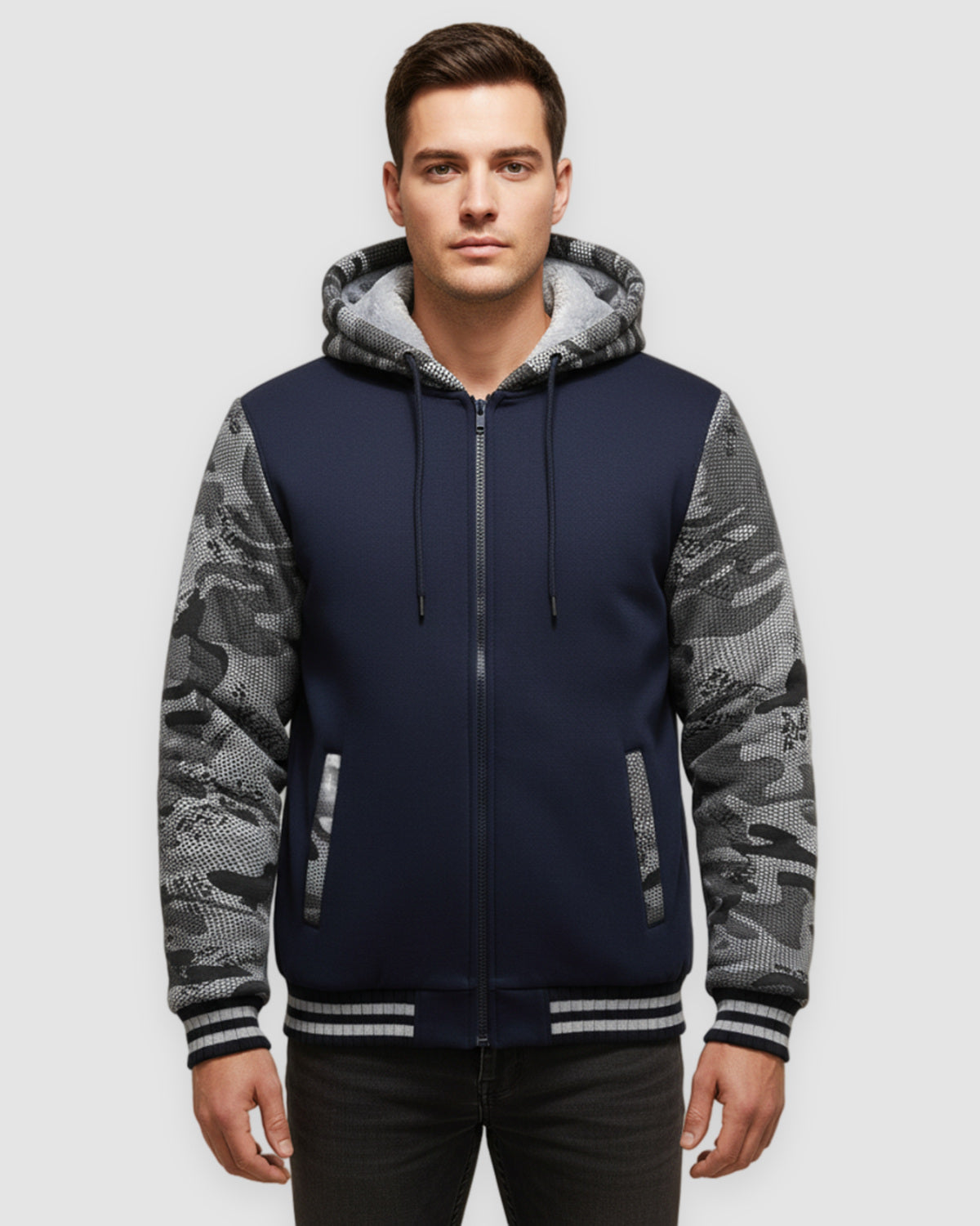 Herren Fleecejacke mit Kapuze im Colorblock-Design, Bild 2