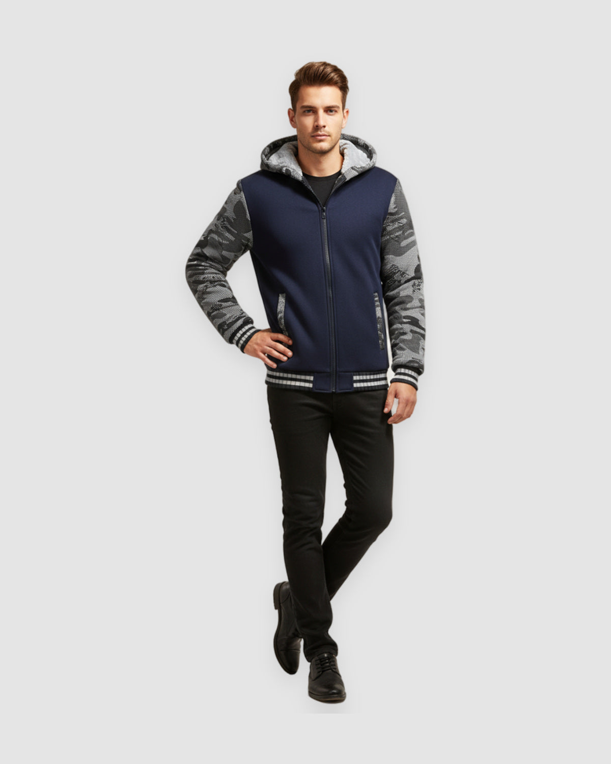 Herren Fleecejacke mit Kapuze im Colorblock-Design, Bild 3