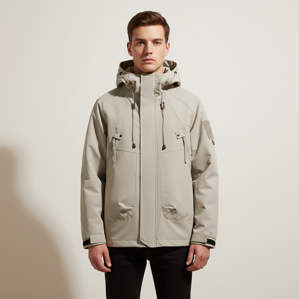 Herren Wasserdichte Kapuzen-Windjacke