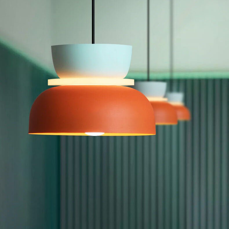 Nordische Metall LED Pendelleuchte Macaron Etagenschirm