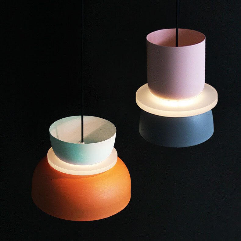 Nordische Metall LED Pendelleuchte Macaron Etagenschirm