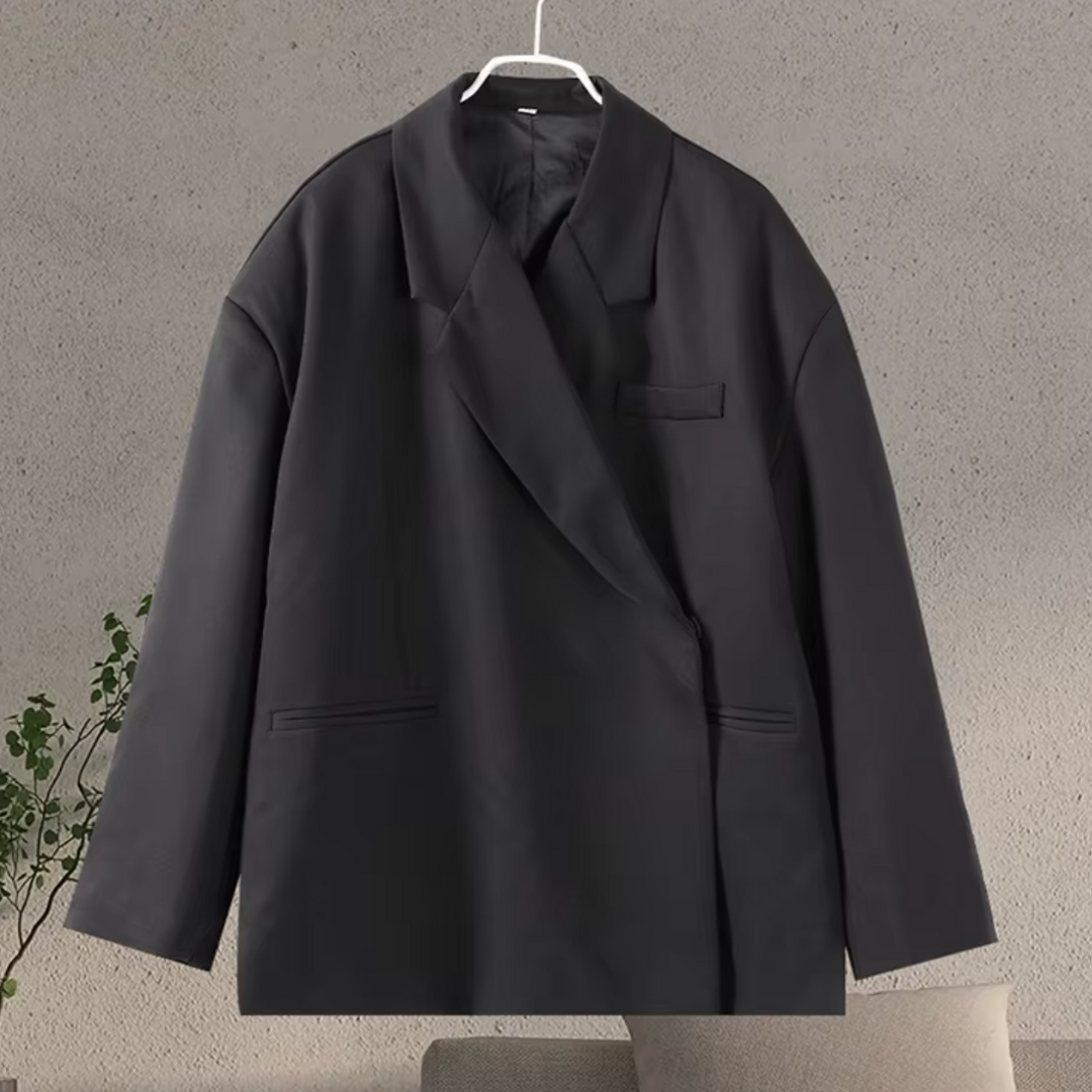 Damen Oversize Blazer - Diagonaler Wickelschnitt mit Revers