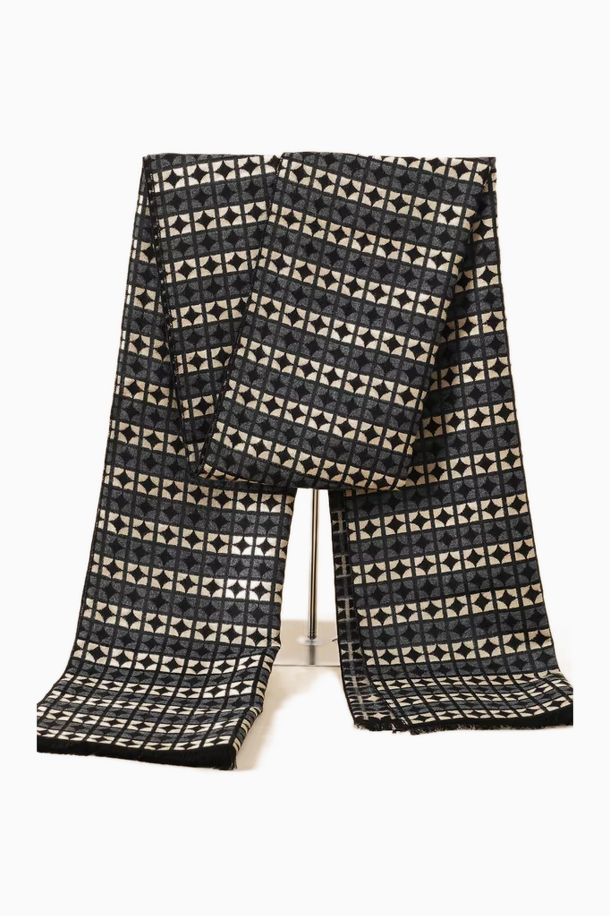 Herren Schal mit geometrischem Muster - Schwarz & Beige